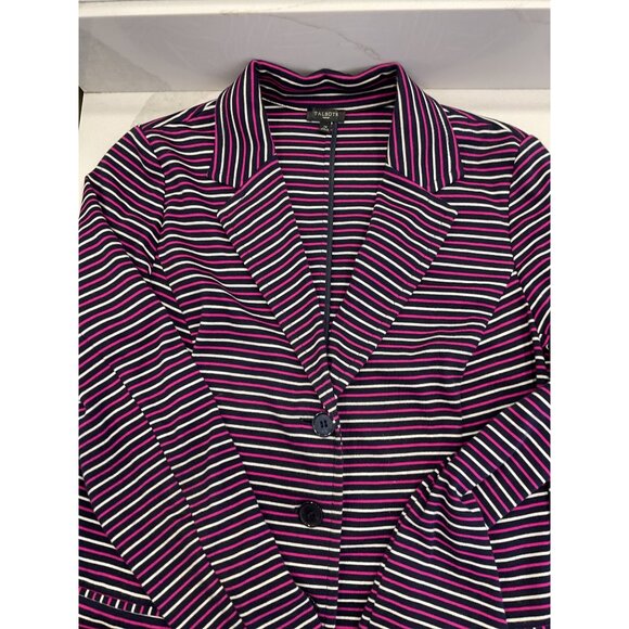 Talbots Soft Knit Navy, Pink, Striped Blazer Lightweight Size 1X - Picture 3 of 6